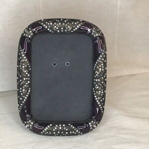Exquisite Vintage Style Enamel Picture Frame w/ Dark Brown/Red & Rhinestones
